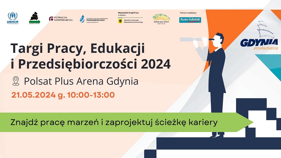 Zapraszamy na Targi Pracy, Edukacji i Przedsiębiorczości w Gdyni, które odbędą się 21 maja 2024 roku w godzinach 10:00 - 13:00. Znajdź pracę marzeń i zaprojektuj ścieżkę kariery.