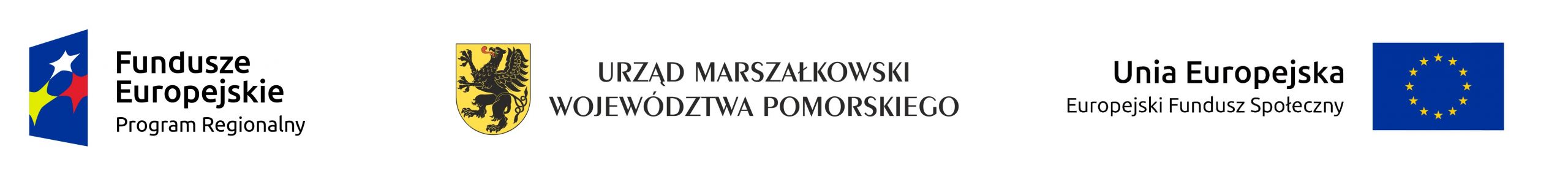 Logo Fundusze Europejskie Program Regionalny, Urząd Marszałkowski Województwa Pomorskiego, Unia Europejska Europejski Fundusz Społeczny