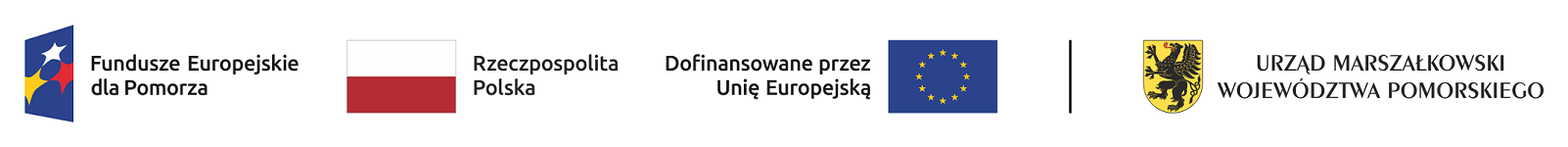 Logo Fundusze Europejskie dla Pomorza, Rzeczpospolita Polska, Dofinansowane przez Unię Europejską, Urząd Marszałkowski Województwa Pomorskiego