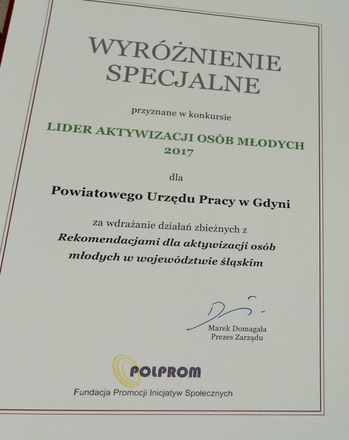 Wyróżnienie POLPROM